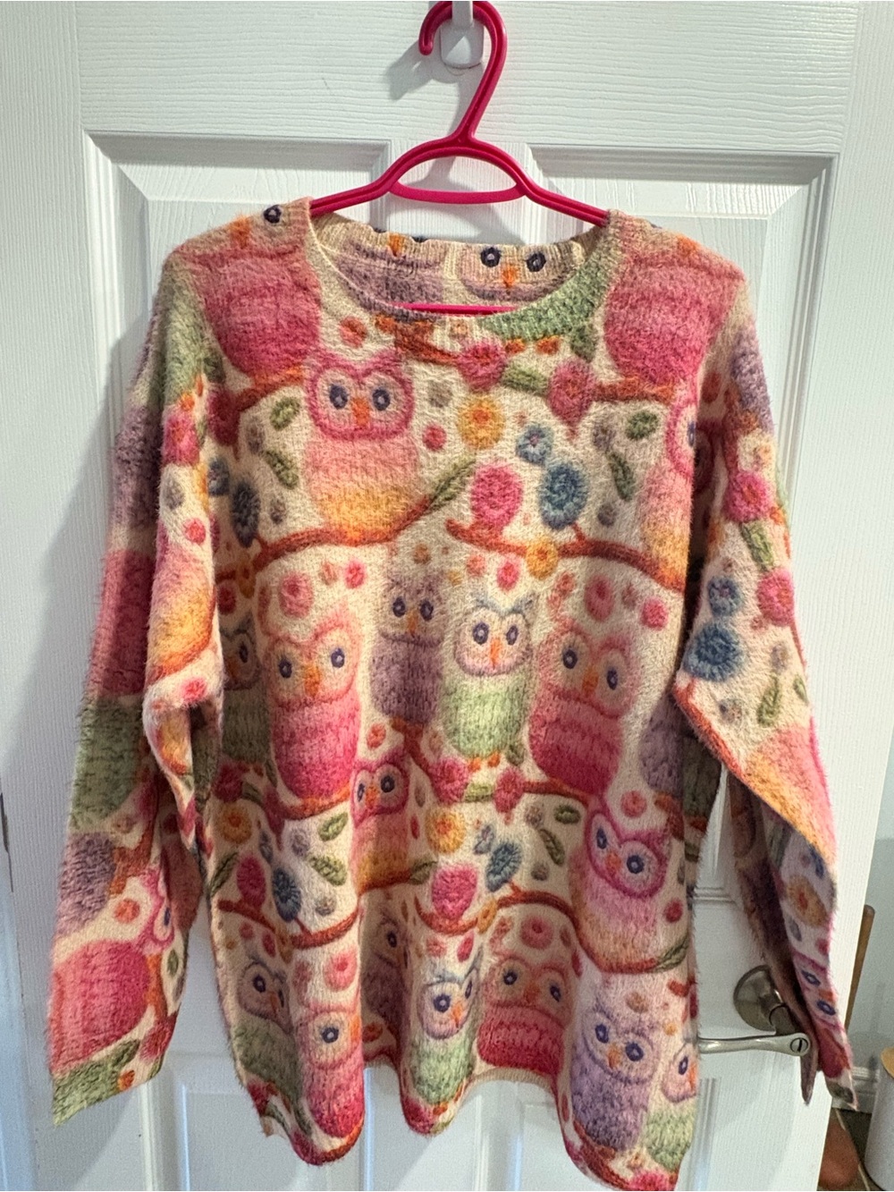 NEW Size 2X Cozy Multicolor Owl Pattern Women's.THE SOFTEST SWEATER EVER.